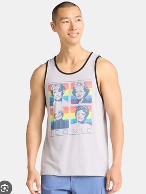 Men's Iconic Graphic Tank Top - Light Gray with Black Trim